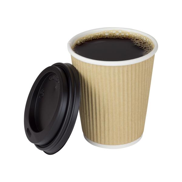 [500 ct] 8 oz Paper Coffee Cups | Ripple | 80 mm | Kraft