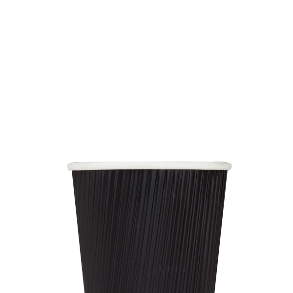 [500 ct] 8 oz Paper Coffee Cups | Ripple | 80 mm | Black