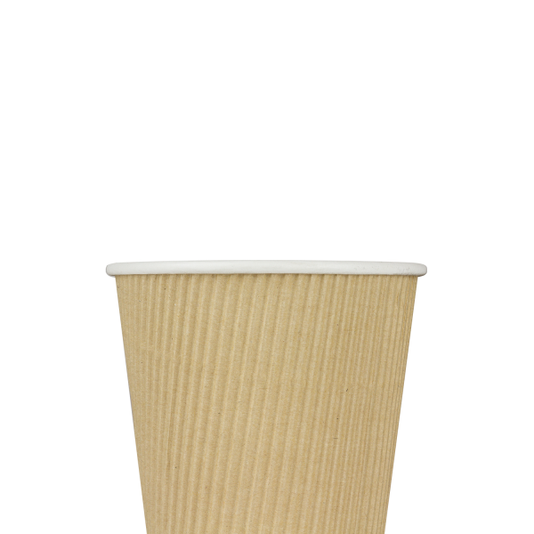 [500 ct] 10 oz Paper Coffee Cups | Ripple | 90 mm | Kraft