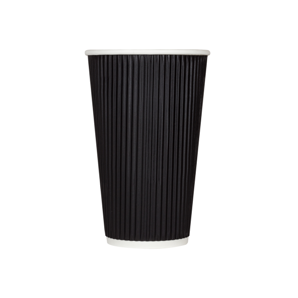 [500 ct] 16 oz Paper Coffee Cups | Ripple | 90 mm | Black