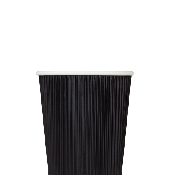[500 ct] 16 oz Paper Coffee Cups | Ripple | 90 mm | Black