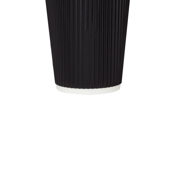 [500 ct] 16 oz Paper Coffee Cups | Ripple | 90 mm | Black