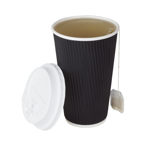 [500 ct] 16 oz Paper Coffee Cups | Ripple | 90 mm | Black