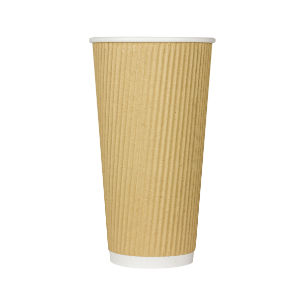 [500 ct] 20 oz Paper Coffee Cups | Ripple | 90 mm | Kraft