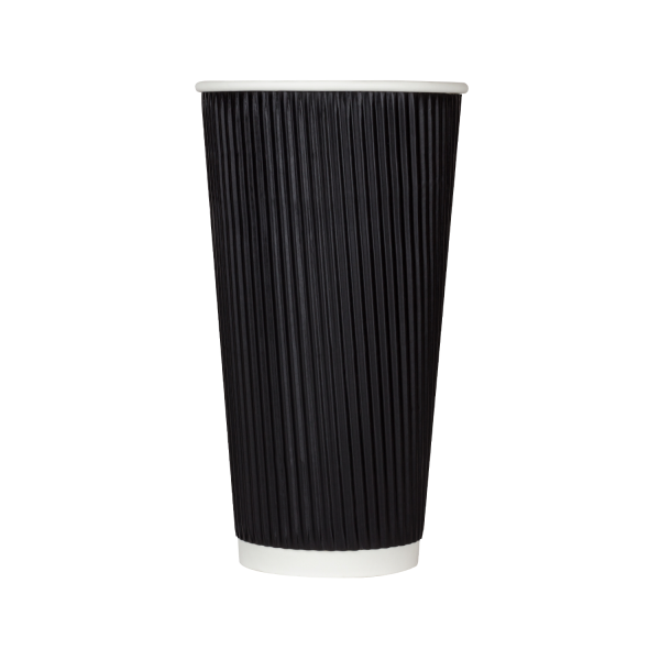 [500 ct] 20 oz Paper Coffee Cups | Ripple | 90 mm | Black