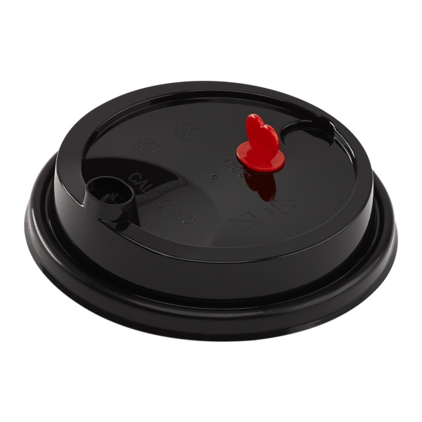 [1,000 ct] Plastic Dome Sip Lids | 90 mm | For 16/24 oz Tall Premium PP Cups | Black
