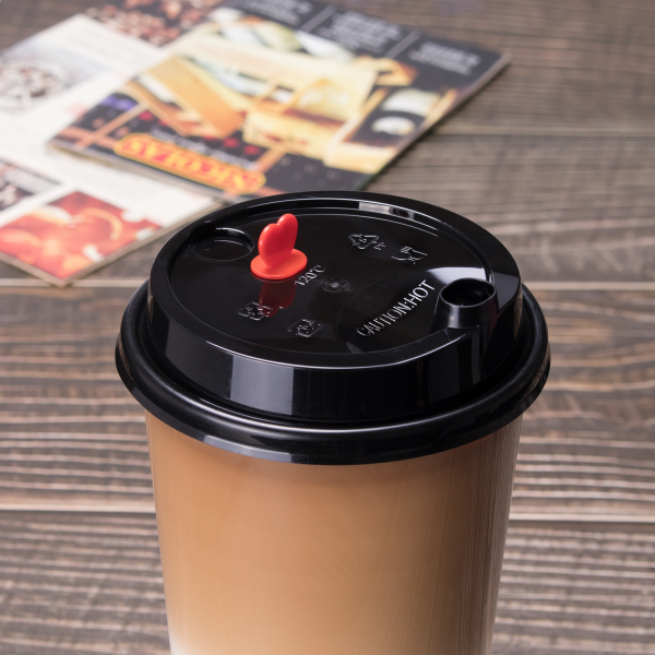 [1,000 ct] Plastic Dome Sip Lids | 90 mm | For 16/24 oz Tall Premium PP Cups | Black