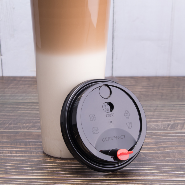 [1,000 ct] Plastic Dome Sip Lids | 90 mm | For 16/24 oz Tall Premium PP Cups | Black