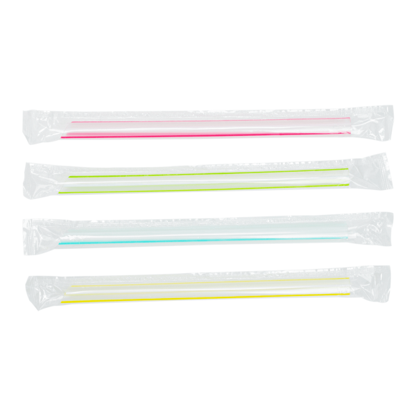 [2,000 ct] Clear Boba Straws | Individually Wrapped | Mixed Stripes (0.39" x 7.5")
