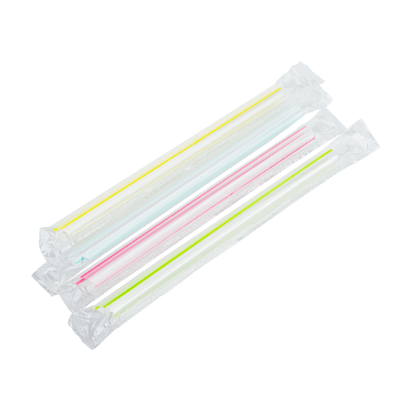 [2,000 ct] Clear Boba Straws | Individually Wrapped | Mixed Stripes (0.39" x 7.5")