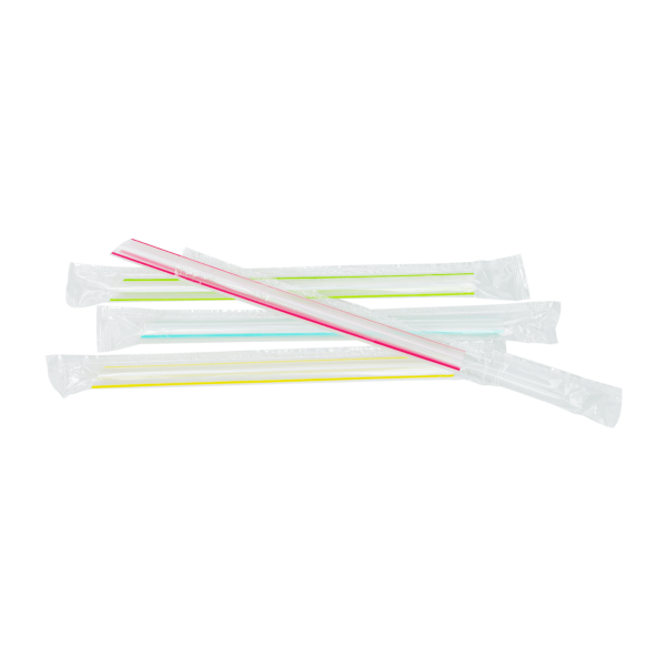 [2,000 ct] Clear Boba Straws | Individually Wrapped | Mixed Stripes (0.39" x 7.5")