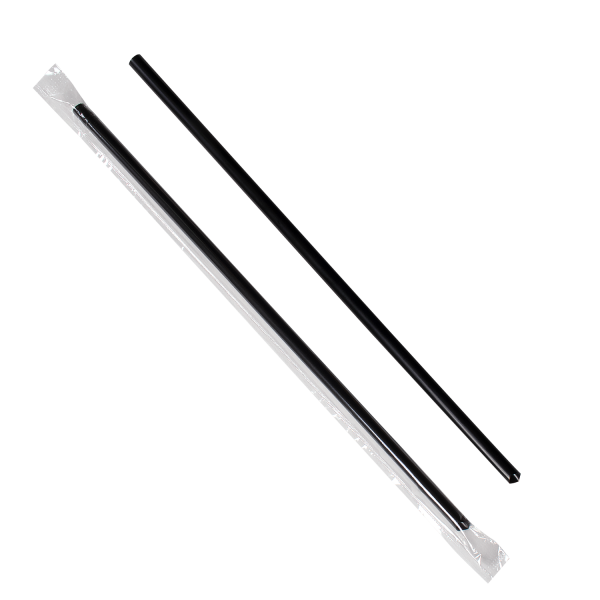 [2,000 ct] 9" Jumbo Straws (5 mm) | Individually Wrapped | Black