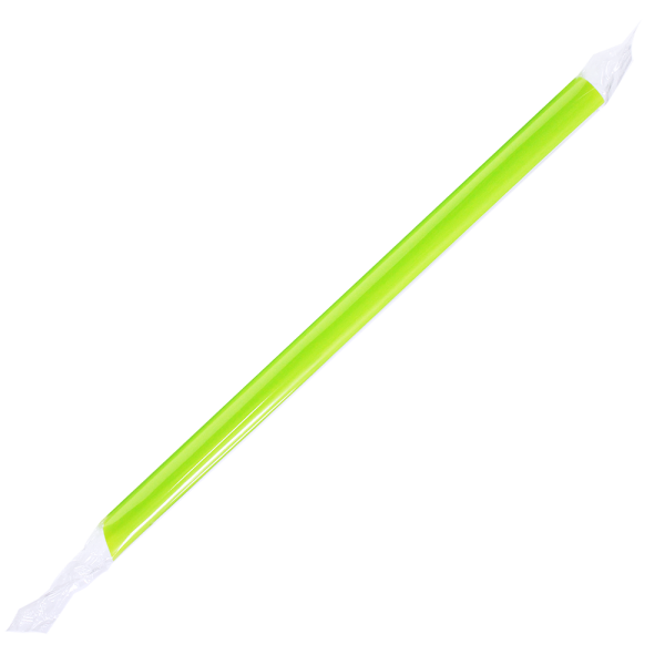 [1,600 ct] Boba Straws | Diagonal Cut | Individually Wrapped | Green (0.39" x 9")