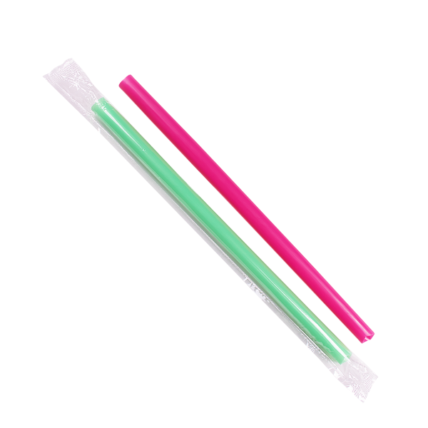 [1,600 ct] Boba Straws | Diagonal Cut | Individually Wrapped - Mixed Color (0.39" x 9")