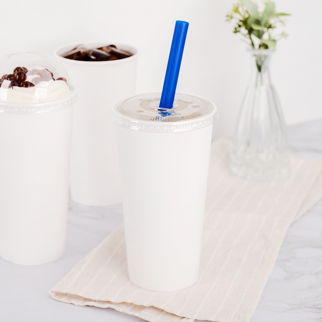 [1,600 ct] Boba Straws | Diagonal Cut | Individually Wrapped | Blue (0.39" x 9")