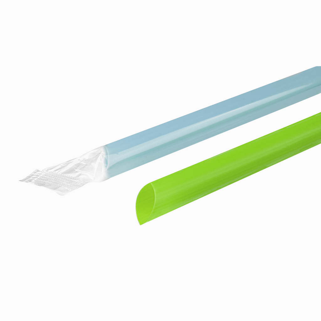 [1,600 ct] Boba Straws | Diagonal Cut | Individually Wrapped - Mixed Color (0.39" x 9")
