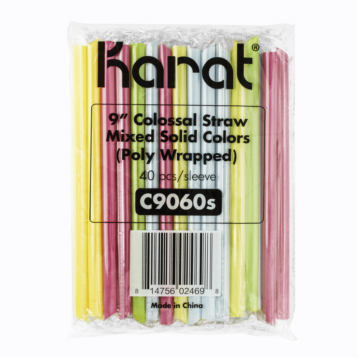 [1,600 ct] Boba Straws | Diagonal Cut | Individually Wrapped - Mixed Color (0.39" x 9")