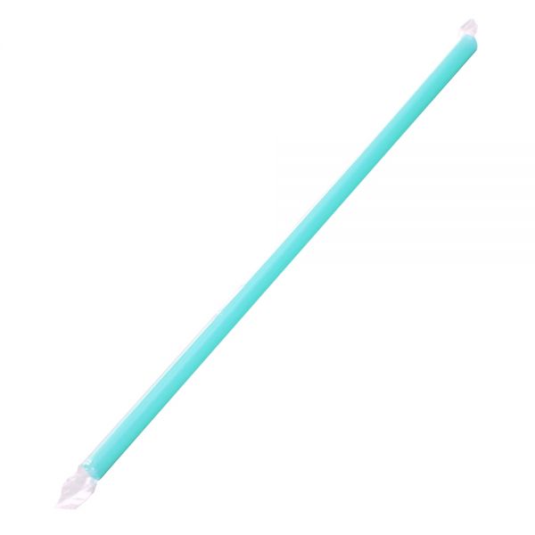 [1,600 ct] Boba Straws | Diagonal Cut | Individually Wrapped | Aqua (0.39" x 9")