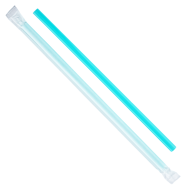 [2,500 ct] Giant Straws | Individually Wrapped | Aqua (0.31" x 9")