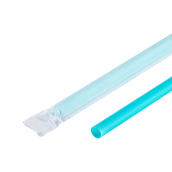 [2,500 ct] Giant Straws | Individually Wrapped | Aqua (0.31" x 9")