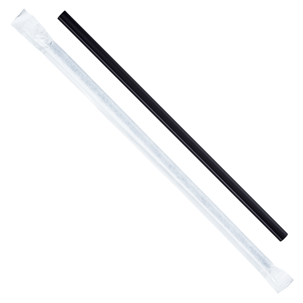 [2,500 ct] Giant Straws | Individually Wrapped | Black (0.31" x 9")