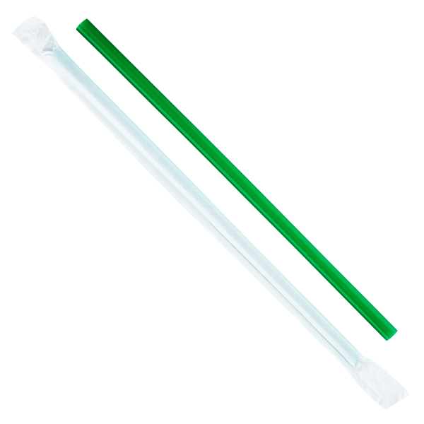 [2,500 ct] Giant Straws | Individually Wrapped | Green (0.31" x 9")