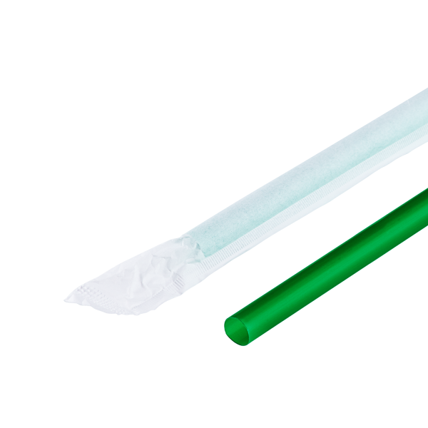 [2,500 ct] Giant Straws | Individually Wrapped | Green (0.31" x 9")