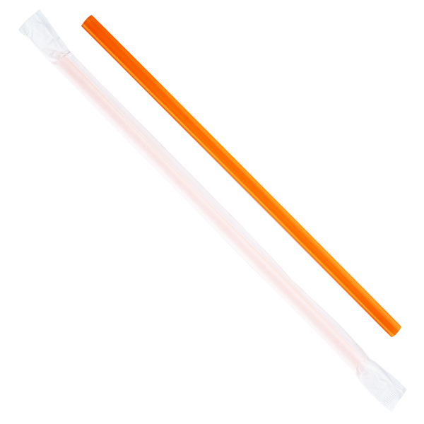 [2,500 ct] Giant Straws | Individually Wrapped | Orange (0.31" x 9")