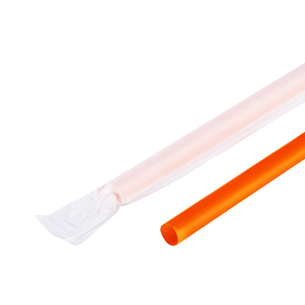[2,500 ct] Giant Straws | Individually Wrapped | Orange (0.31" x 9")