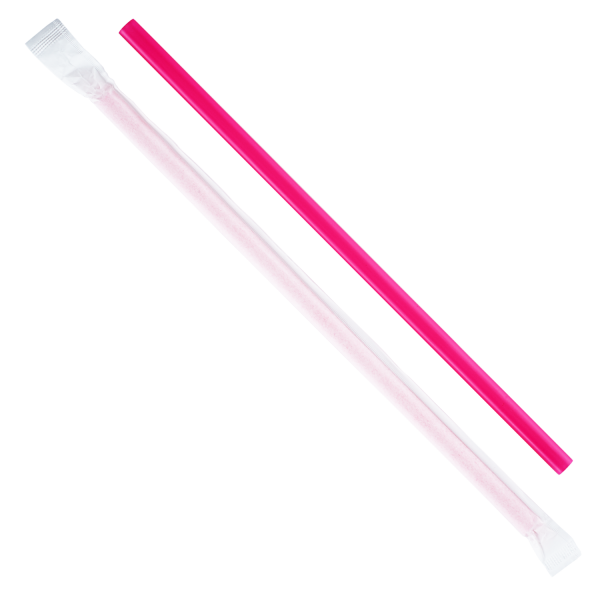 [2,500 ct] Giant Straws | Individually Wrapped | Pink (0.31" x 9")