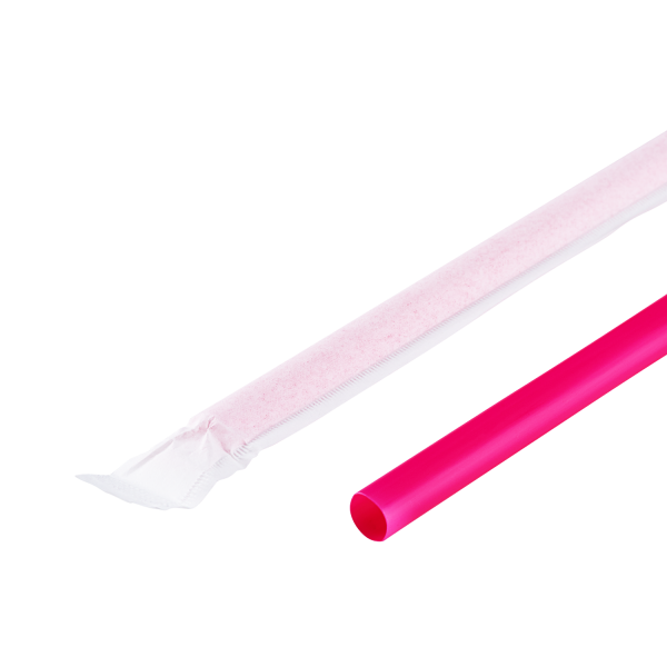 [2,500 ct] Giant Straws | Individually Wrapped | Pink (0.31" x 9")