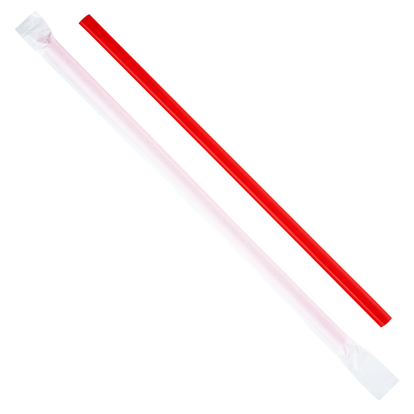 [2,500 ct] Giant Straws | Individually Wrapped | Red (0.31" x 9")