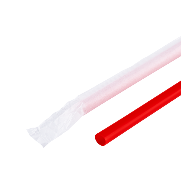 [2,500 ct] Giant Straws | Individually Wrapped | Red (0.31" x 9")