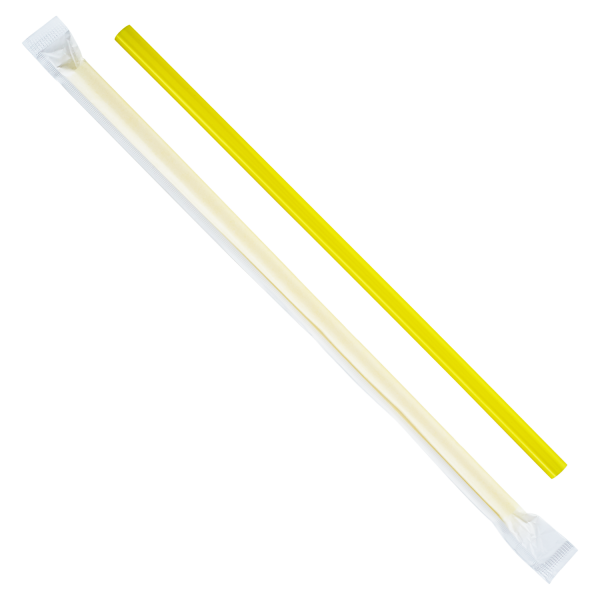 [2,500 ct] Giant Straws | Individually Wrapped | Yellow (0.31" x 9")