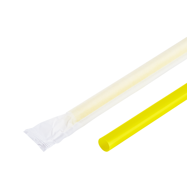 [2,500 ct] Giant Straws | Individually Wrapped | Yellow (0.31" x 9")