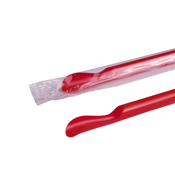 [5,000 ct] Spoon Straws | Individually Wrapped | Red (0.26" x 9.45")