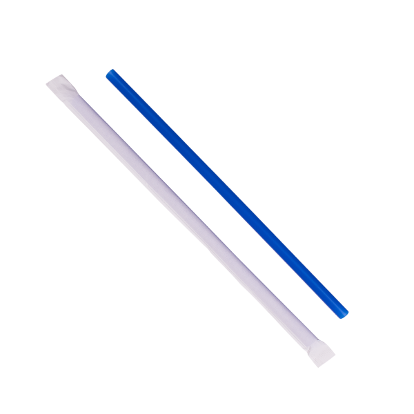 [1,200 ct] Giant Straws | Individually Wrapped | Blue (0.31" x 9")