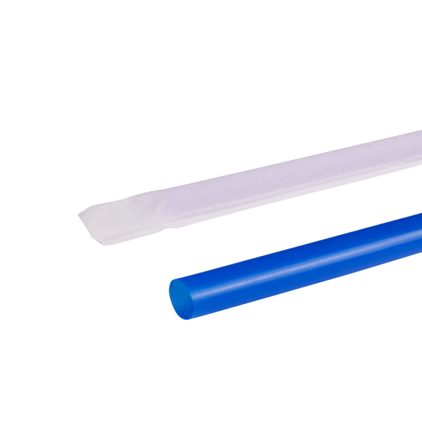 [1,200 ct] Giant Straws | Individually Wrapped | Blue (0.31" x 9")