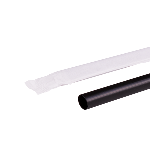 [1,200 ct] Giant Straws | Individually Wrapped | Black (0.31" x 10.25")