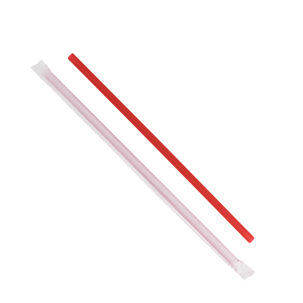 [1,200 ct] Giant Straws | Individually Wrapped | Red (0.31" x 10.25")