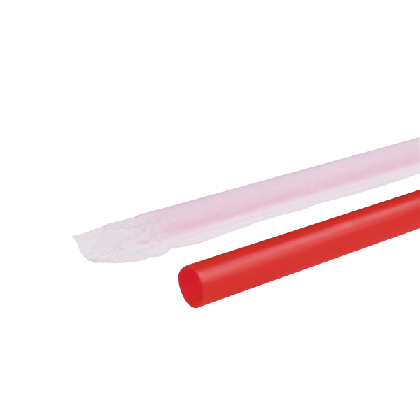 [1,200 ct] Giant Straws | Individually Wrapped | Red (0.31" x 10.25")