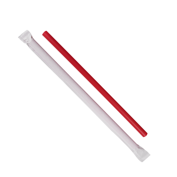 [7,500 ct] Giant Straws | Individually Wrapped | Red (0.31" x 7.75")
