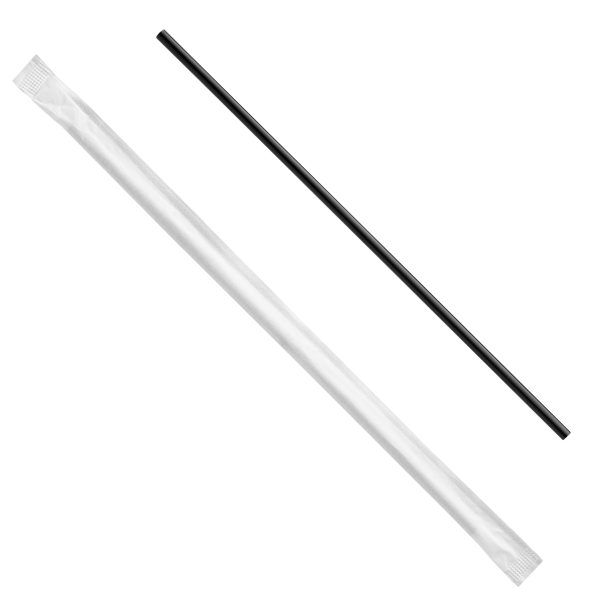 [10,000 ct] Stir Straws | Individually Wrapped | Black (5.75")
