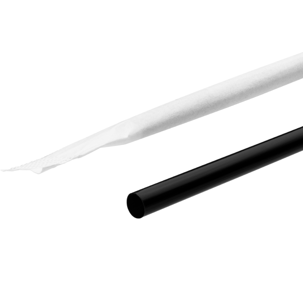 [10,000 ct] Stir Straws | Individually Wrapped | Black (5.75")