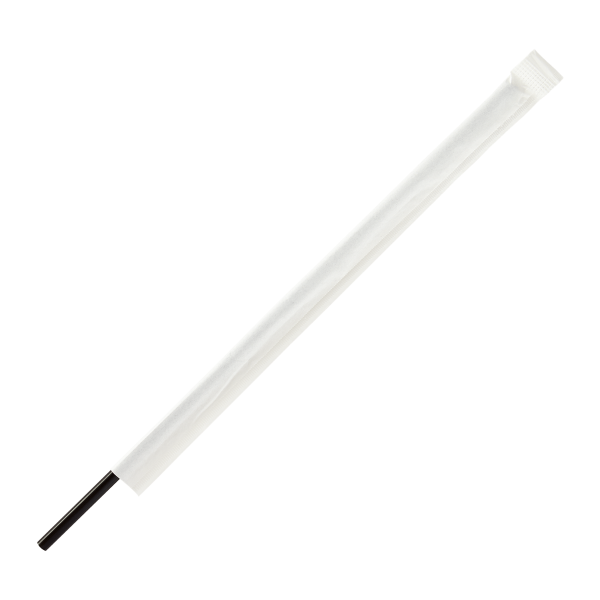 [5,000 ct] Stir Straws | Individually Wrapped | Black, PP (7.5")