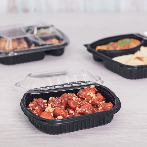 [300 ct] 24 oz Microwaveable Take-Out Box | PP | Black
