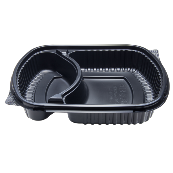 [300 ct] 36 oz Microwaveable Take-Out Box | 2-Compartment | PP | Black