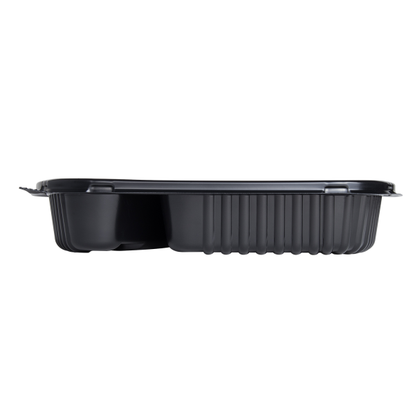 [300 ct] 36 oz Microwaveable Take-Out Box | 2-Compartment | PP | Black
