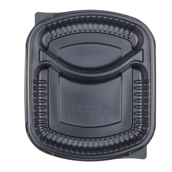 [300 ct] 36 oz Microwaveable Take-Out Box | 2-Compartment | PP | Black