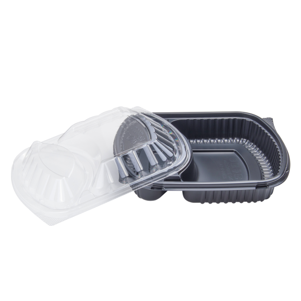 [300 ct] 36 oz Microwaveable Take-Out Box | 2-Compartment | PP | Black